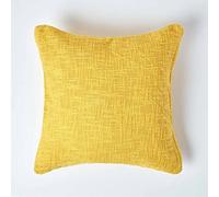 HOMESCAPES Housse de Coussin Jaune en Coton, Collection Nirvana, Housse de Coussin 45 x 45 cm