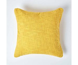 HOMESCAPES Housse de Coussin Jaune en Coton, Collection Nirvana, Housse de Coussin 60 x 60 cm