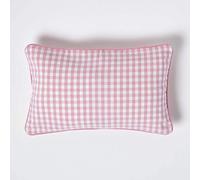HOMESCAPES Housse de Coussin Rose à Carreaux Vichy en Coton, Housse de Coussin décoratif 30x50 cm
