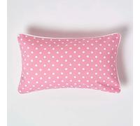 HOMESCAPES Housse de Coussin Rose à Pois en Coton, Housse de Coussin décoratif 30x50 cm