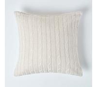 HOMESCAPES Housse de Coussin Tricot Beige, Housse de Coussin en Coton 45x45 cm