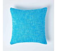 HOMESCAPES Housse de Coussin Turquoise en Coton, Collection Nirvana, Housse de Coussin 45 x 45 cm