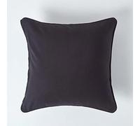 HOMESCAPES Housse de Coussin Uni Noir en 100% Coton, Housse de Coussin 30x30 cm