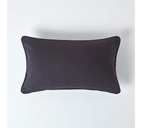 HOMESCAPES Housse de Coussin Uni Noir en 100% Coton, Housse de Coussin 30x50 cm