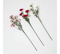 HOMESCAPES Œillets artificiels sur Tige, Lot de 3 Fleurs artificielles 55 cm, Décoration d’intérieur