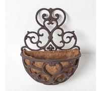 HOMESCAPES Jardinière Murale extérieur en Fer forgé avec Base en Fibres de Coco