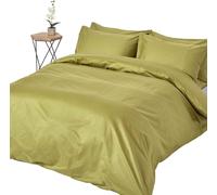 HOMESCAPES Literie, densité de fil 1000, vert olive, 260 x 220 cm