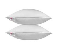 HOMESCAPES Lot de 2 Oreillers en Plumes de Canard et Coton, 60 x 60 cm, Oreillers Naturels Moelleux Hypoallergénique Anti-acariens