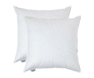 HOMESCAPES Lot de 2 Oreillers en Plumes de Canard et Coton, 65 x 65 cm, Oreillers Naturels Moelleux Hypoallergénique Anti-acariens