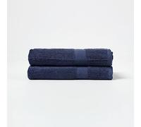 HOMESCAPES Lot de 2 Serviettes de Bain en 100% Coton Turc - Ultra Doux et Absorbant - 500 g/m² - Bleu Marine - 70 x 130 cm