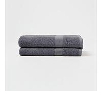 HOMESCAPES Lot de 2 Serviettes de Bain en 100% Coton Turc - Ultra Doux et Absorbant - 500 g/m² - Gris - 70 x 130 cm