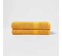 HOMESCAPES Lot de 2 Serviettes de Bain en 100% Coton Turc - Ultra Doux et Absorbant - 500 g/m² - Ocre - 70 x 130 cm