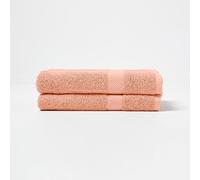 HOMESCAPES Lot de 2 Serviettes de Bain en 100% Coton Turc - Ultra Doux et Absorbant - 500 g/m² - Pêche - 70 x 130 cm