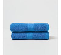 HOMESCAPES Lot de 2 Serviettes de Toilette en 100% Coton Turc - Ultra Doux et Absorbant - 500 g/m² - Bleu Cobalt - 50 x 90 cm