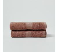 HOMESCAPES Lot de 2 Serviettes de Toilette en 100% Coton Turc - Ultra Doux et Absorbant - 500 g/m² - Chocolat - 50 x 90 cm