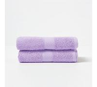 HOMESCAPES Lot de 2 Serviettes de Toilette en 100% Coton Turc - Ultra Doux et Absorbant - 500 g/m² - Lila - 50 x 90 cm