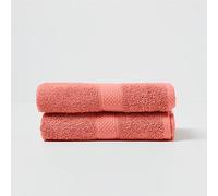 HOMESCAPES Lot de 2 Serviettes de Toilette en 100% Coton Turc - Ultra Doux et Absorbant - 500 g/m² - Orange - 50 x 90 cm