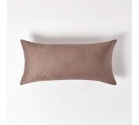 HOMESCAPES Lot de 2 Taie d’Oreiller 40x80 cm en 100% Coton Bio 400 Fils Coloris Marron