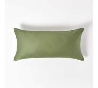 HOMESCAPES Lot de 2 Taie d’Oreiller 40x80 cm en 100% Coton Bio 400 Fils Coloris Vert Mousse