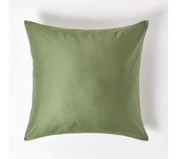 HOMESCAPES Lot de 2 Taie d’Oreiller 80x80 cm en 100% Coton Bio 400 Fils Coloris Vert Mousse