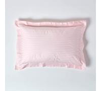 HOMESCAPES Lot de 2 Taie d’Oreiller rectangulaire Rose 50 x 75 cm Volant Plat Oxford 330 Fils