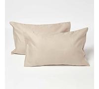 HOMESCAPES Lot de 2 Taies d’Oreiller Enfant 40x60 cm en Lin lavé Beige, Linge de lit Enfant