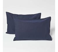 HOMESCAPES Lot de 2 Taies d’Oreiller Enfant 40x60 cm en Lin lavé Bleu Marine, Linge de lit Enfant