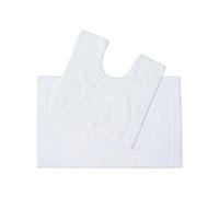 HOMESCAPES Lot de 2 Tapis de Bain 50x80 cm et 50x55 cm - Blanc - 100% Coton - Tapis Salle de Bain et Contour WC - Première Qualité - Lavable en Machine