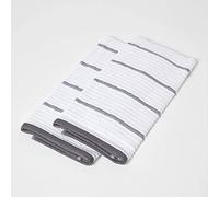 HOMESCAPES Lot de 2 Torchons Essuie-Main 100% Coton éponge Gris, Linge de Table et de Cuisine