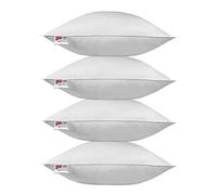 HOMESCAPES Lot de 4 Oreillers en Plumes de Canard et Coton, 60 x 60 cm, Oreillers Naturels Moelleux Hypoallergénique Anti-acariens