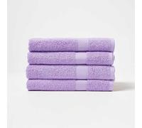 HOMESCAPES Lot de 4 Serviettes de Bain en 100% Coton Turc - Ultra Doux et Absorbant - 500 g/m² - Lila - 70 x 130 cm