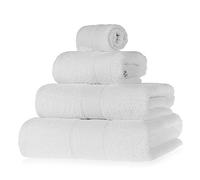 HOMESCAPES Lot de 4 Serviettes de Bain en 100% Coton Turc - Ultra Doux et Absorbant - 500 g/m² - Serviette pour Le Visage, Serviette de Toilette, Serviette de Bain et Drap de Bain - Blanc
