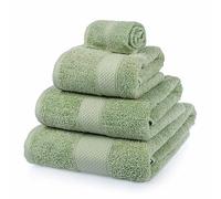 HOMESCAPES Lot de 4 Serviettes de Bain en 100% Coton Turc - Ultra Doux et Absorbant - 500 g/m² - Serviette pour Le Visage, Serviette de Toilette, Serviette de Bain et Drap de Bain - Vert Sauge