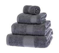 HOMESCAPES Lot de 4 Serviettes de Bain en 100% Coton Turc - Ultra Doux et Absorbant - 500 g/m² - Serviette pour Le Visage, Serviette de Toilette, Serviette de Bain et Drap de Bain - Gris