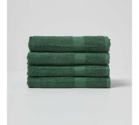 HOMESCAPES Lot de 4 Serviettes de Bain en 100% Coton Turc - Ultra Doux et Absorbant - 500 g/m² - Vert foncé - 70 x 130 cm