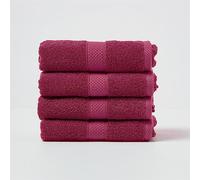 HOMESCAPES Lot de 4 Serviettes de Toilette en 100% Coton Turc - Ultra Doux et Absorbant - 500 g/m² - Bordeaux - 50 x 90 cm