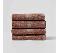HOMESCAPES Lot de 4 Serviettes de Toilette en 100% Coton Turc - Ultra Doux et Absorbant - 500 g/m² - Chocolat - 50 x 90 cm