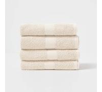 HOMESCAPES Lot de 4 Serviettes de Toilette en 100% Coton Turc - Ultra Doux et Absorbant - 500 g/m² - Crème - 50 x 90 cm