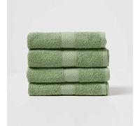 HOMESCAPES Lot de 4 Serviettes de Toilette en 100% Coton Turc - Ultra Doux et Absorbant - 500 g/m² - Vert Sauge - 50 x 90 cm