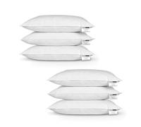 HOMESCAPES Lot de 6 Oreillers naturels en Plumes de Canard Ultra gonflants et Moelleux, 50 x 75 cm