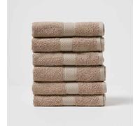 HOMESCAPES Lot de 6 Serviettes de Toilette en 100% Coton Turc - Ultra Doux et Absorbant - 500 g/m² - Beige - 50 x 90 cm