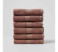 HOMESCAPES Lot de 6 Serviettes de Toilette en 100% Coton Turc - Ultra Doux et Absorbant - 500 g/m² - Chocolat - 50 x 90 cm