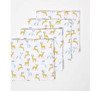 HOMESCAPES Majestic Stag Grey Serviette de Noël, lot de 4, 100 % coton, jaune, 45 x 45 cm