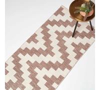 HOMESCAPES Malina Tapis de passage en coton - 66 x 200 cm, crème-marron à motifs