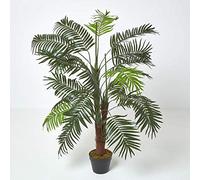 HOMESCAPES Mini-palmier artificiel vert feuillage dense en pot 120 cm