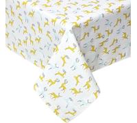 HOMESCAPES Nappe de Noël Cerf majestueux, 100 % coton, gris-jaune, 137 x 178 cm