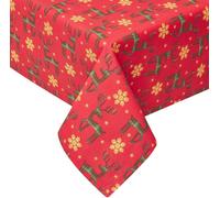 HOMESCAPES Nappe de Noël renne, rouge, 100 % coton, 137 x 229 cm