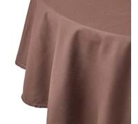 HOMESCAPES Nappe de Table Ronde, Linge de Table en Coton uni Chocolat - 178 cm