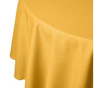 HOMESCAPES Nappe de Table Ronde, Linge de Table en Coton uni Jaune Moutarde - 178 cm