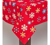 HOMESCAPES Nappe flocons de neige rouges 100% coton, 138 x 178 cm